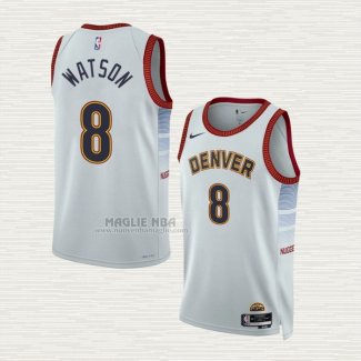 Maglia Peyton Watson NO 8 Denver Nuggets Citta 2022-23 Bianco