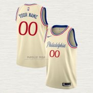 Maglia Philadelphia 76ers Personalizzate Citta 2019-20 Crema