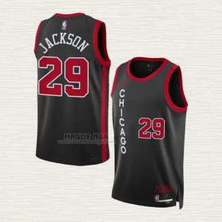 Maglia Quenton Jackson NO 29 Chicago Bulls Citta 2023-24 Nero