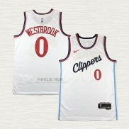 Maglia Russell Westbrook NO 0 Los Angeles Clippers Association 2024-25 Bianco