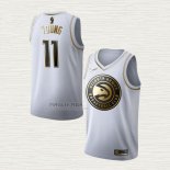 Maglia Trae Young NO 11 Atlanta Hawks Golden Edition Bianco