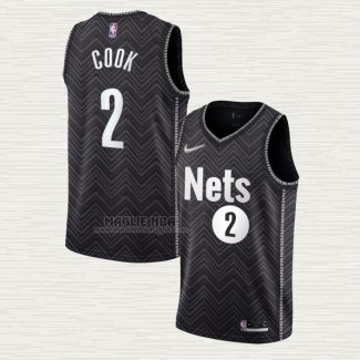 Maglia Tyler Cook NO 2 Brooklyn Nets Earned 2020-21 Nero