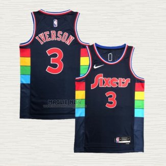 Maglia Allen Iverson NO 3 Philadelphia 76ers Citta 2021-22 Blu