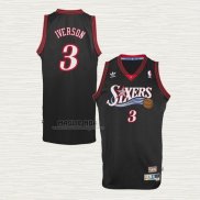 Maglia Allen Iverson NO 3 Philadelphia 76ers Throwback Nero