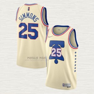 Maglia Ben Simmons NO 25 Philadelphia 76ers Earned 2020-21 Crema