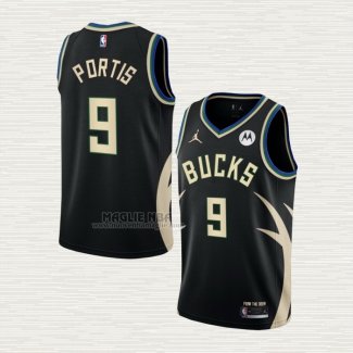 Maglia Bobby Portis NO 9 Milwaukee Bucks Statement 2022-23 Nero