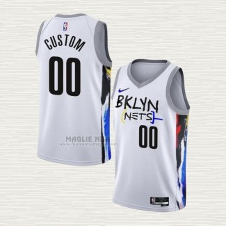 Maglia Brooklyn Nets Personalizzate Citta 2022-23 Bianco