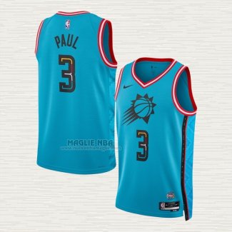 Maglia Chris Paul NO 3 Phoenix Suns Citta 2022-23 Blu