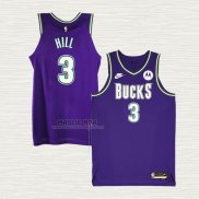 Maglia George Hill NO 3 Milwaukee Bucks Classic 2022-23 Viola