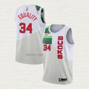 Maglia Giannis Antetokounmpo NO 34 Milwaukee Bucks Earned Bianco