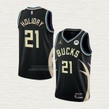 Maglia Jrue Holiday NO 21 Milwaukee Bucks Statement 2022-23 Nero