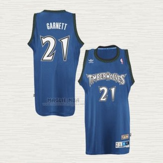 Maglia Kevin Garnett NO 21 Minnesota Timberwolves Throwback Blu