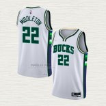 Maglia Khris Middleton NO 22 Milwaukee Bucks Citta 2021-22 Bianco