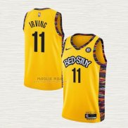 Maglia Kyrie Irving NO 11 Brooklyn Nets Citta 2020-21 Giallo