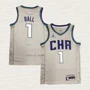 Maglia LaMelo Ball NO 1 Charlotte Hornets Citta Edition Grigio