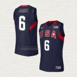 Maglia LeBron James NO 6 USA 2008 Blu