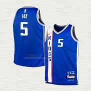 Maglia NO 5 Bambino Sacramento Kings Citta 2023-24 Blu De'aaron Fox