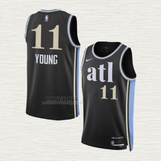 Maglia Trae Young NO 11 Atlanta Hawks Citta 2023-24 Nero