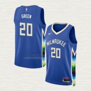 Maglia A.J. Green NO 20 Milwaukee Bucks Citta 2022-23 Blu