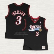 Maglia Allen Iverson NO 3 Philadelphia 76ers Hardwood Classics Throwback Nero