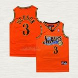 Maglia Allen Iverson NO 3 Philadelphia 76ers Throwback Arancione