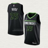 Maglia Derrick Rose NO 25 Minnesota Timberwolves Statement 2022-23 Nero