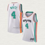 Maglia Derrick White NO 4 San Antonio Spurs Citta 2021-22 Bianco