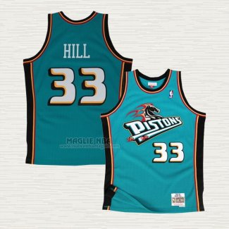 Maglia Grant Hill NO 33 Detroit Pistons Hardwood Classics Throwback Verde