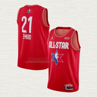 Maglia Joel Embiid NO 21 Philadelphia 76ers All Star 2020 Rosso