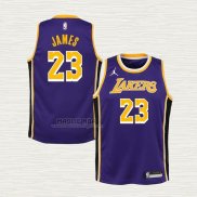 Maglia LeBron James NO 23 Bambino Los Angeles Lakers Statement Viola