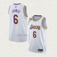 Maglia LeBron James NO 6 Los Angeles Lakers Association 2022-23 Bianco