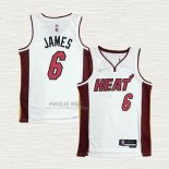 Maglia LeBron James NO 6 Miami Heat Association 2021-22 Bianco