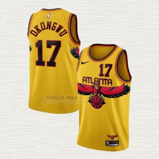 Maglia Onyeka Okongwu NO 17 Atlanta Hawks Citta 2021-22 Giallo