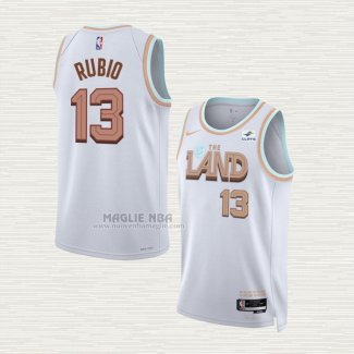 Maglia Ricky Rubio NO 13 Cleveland Cavaliers Citta 2022-23 Bianco