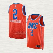 Maglia Shai Gilgeous-Alexander NO 2 Oklahoma City Thunder Statement Arancione