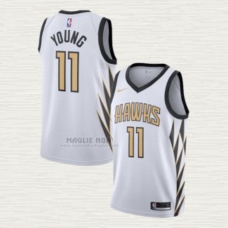 Maglia Trae Young NO 11 Atlanta Hawks Citta 2018-19 Bianco