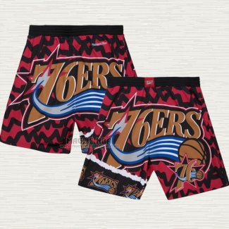 Pantaloncini Philadelphia 76ers Mitchell & Ness Arancione Rosso Nero