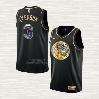 Maglia Allen Iverson NO 3 Philadelphia 76ers Golden Edition 2021-22 Nero