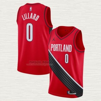 Maglia Damian Lillard NO 0 Portland Trail Blazers Statement Rosso