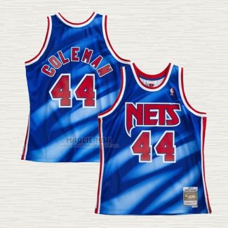 Maglia Derrick Coleman NO 44 Brooklyn Nets Hardwood Classics Throwback Blu