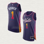 Maglia Devin Booker NO 1 Phoenix Suns Citta Autentico 2023-24 Viola