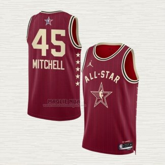 Maglia Donovan Mitchell NO 45 Cleveland Cavaliers All Star 2024 Rosso