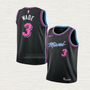 Maglia Dwyane Wade NO 3 Bambino Miami Heat Citta Nero