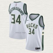 Maglia Giannis Antetokounmpo NO 34 Milwaukee Bucks Association Bianco