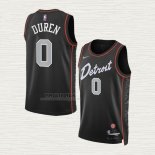 Maglia Jalen Duren NO 0 Detroit Pistons Citta 2023-24 Nero