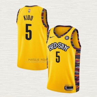 Maglia Jason Kidd NO 5 Brooklyn Nets Citta 2020-21 Giallo