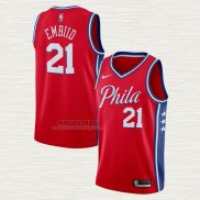 Maglia Joel Embiid NO 21 Philadelphia 76ers Statement Rosso