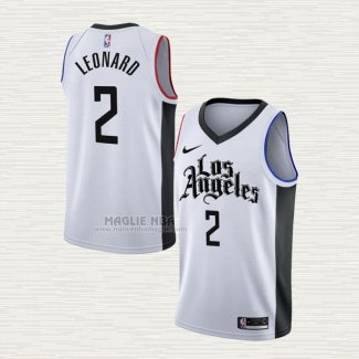 Maglia Kawhi Leonard NO 2 Los Angeles Clippers Citta 2019-20 Bianco