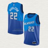 Maglia Khris Middleton NO 22 Milwaukee Bucks Citta 2020-21 Blu