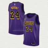 Maglia Kobe Bryant NO 24 Los Angeles Lakers Citta 2018 Viola